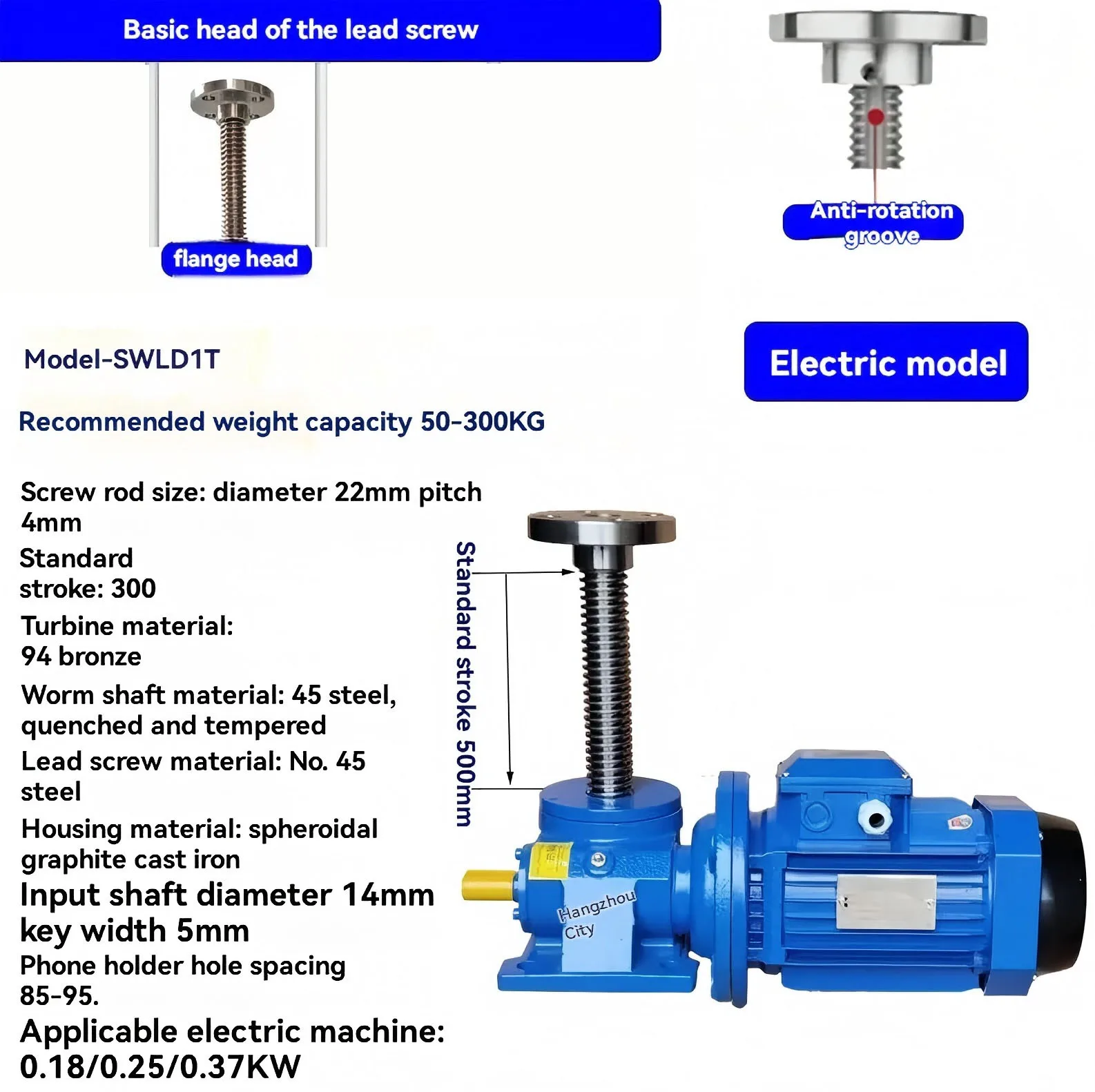 1T+370W-380V SWL Screw Lift Hand Crank Electric Turbine Worm, Screw, Hoist Turbine Worm Gear Reducer
1T+370W-380V SWL Screw Lift Hand Crank Electric Turbine Worm, Screw, Hoist Turbine Worm Gear Reducer