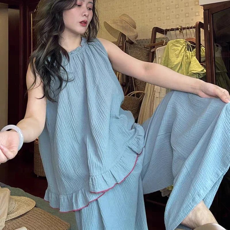 Pajama Pants Set Women's Clothing Homewear Spring Summer Thin Solid Color Cute Japanese Comfortable Casual Breathable Loose Fit
Pajama Pants Set Women's Clothing Homewear Spring Summer Thin Solid Color Cute Japanese Comfortable Casual Breathable Loose Fit