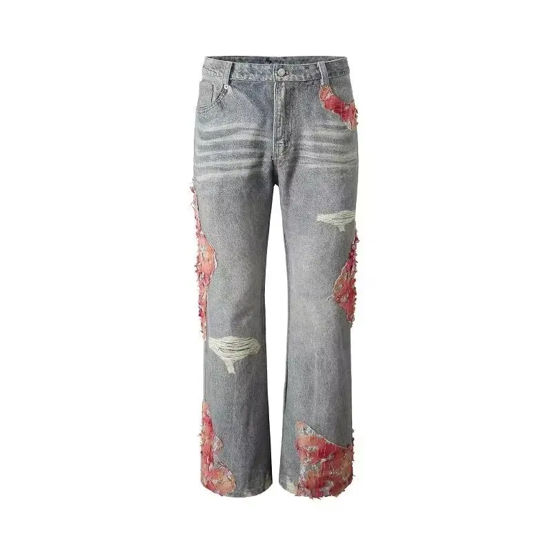 Men's and Women's Jeans, Slightly Flared Pants with Patch Design, Casual Pants for Men
Men's and Women's Jeans, Slightly Flared Pants with Patch Design, Casual Pants for Men