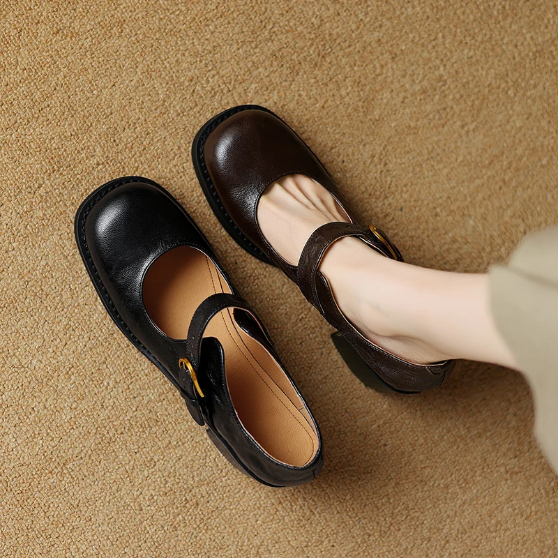 Women's Leather Round Toe Buckle Mary Jane Shoes, Tall Block Heel Adjustable Strap Platform Pumps, School Work Office Footwear
Women's Leather Round Toe Buckle Mary Jane Shoes, Tall Block Heel Adjustable Strap Platform Pumps, School Work Office Footwear