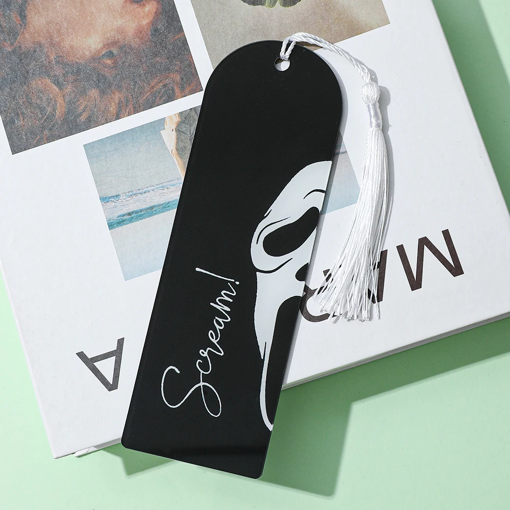 Horror Acrylic Scream Bookmark with Black Tassel Mystery Horror Reading Accessory for Horror Fans Party Decoration
Horror Acrylic Scream Bookmark with Black Tassel Mystery Horror Reading Accessory for Horror Fans Party Decoration