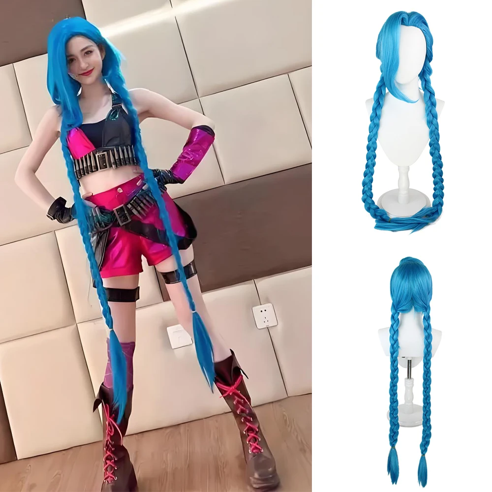 Double City Battle Jinx Cosplay Synthetic Hair 46-Inch Blue Double Braids Carnival Anime Game Lol Wild Girl Comic Exhibition Wig
Double City Battle Jinx Cosplay Synthetic Hair 46-Inch Blue Double Braids Carnival Anime Game Lol Wild Girl Comic Exhibition Wig