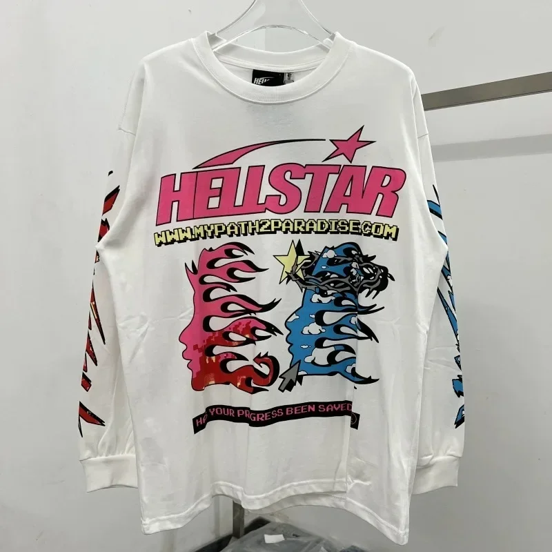 24ss White Pure Cotton Hell Star Long Sleeved T-Shirt Round Neck Men Women Oversized Pullovers
24ss White Pure Cotton Hell Star Long Sleeved T-Shirt Round Neck Men Women Oversized Pullovers