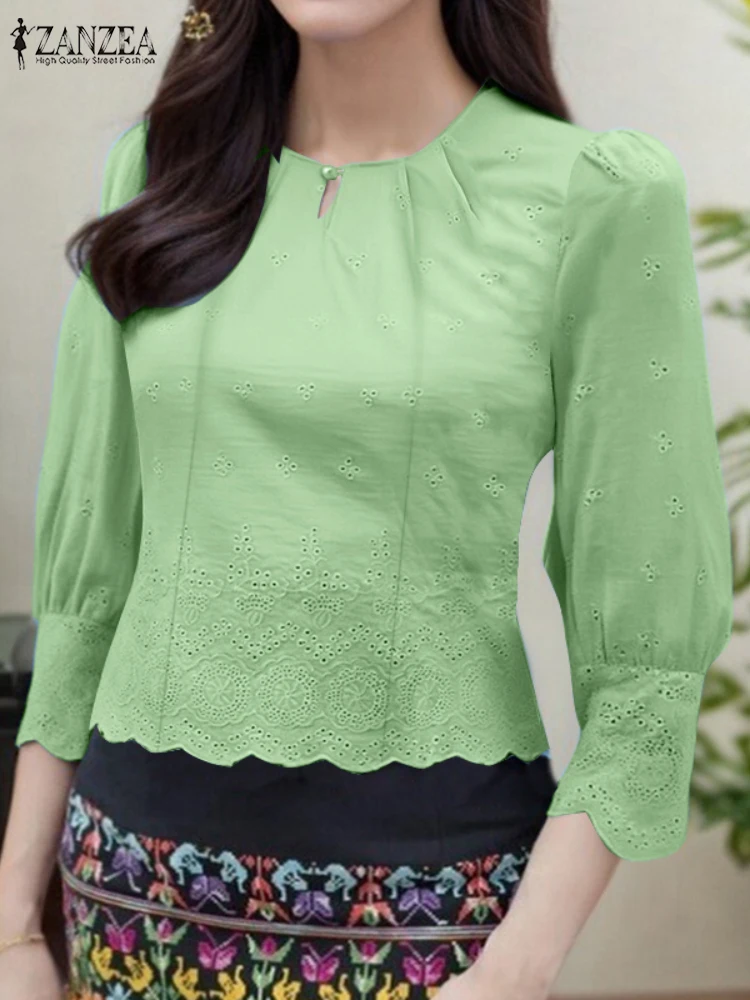 ZANZEA Women 3/4 Sleeve Embroidery Blouse Summer Lace Crochet Shirt Solid Slim Fit Blusas Patchwork Chemise Elegnat Work Tops 
ZANZEA Women 3/4 Sleeve Embroidery Blouse Summer Lace Crochet Shirt Solid Slim Fit Blusas Patchwork Chemise Elegnat Work Tops