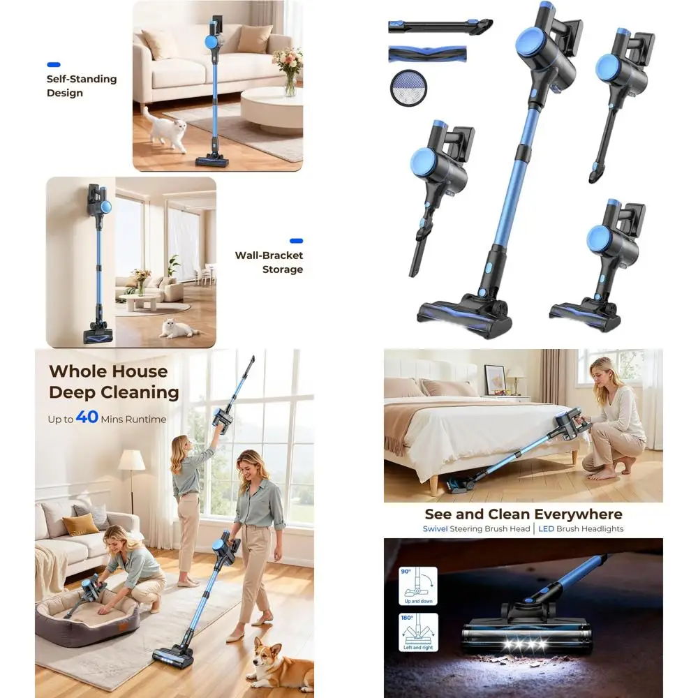 Lightweight Stick Vacuum Cleaner with Strong Suction, 2200mAh Battery, 40 Min Runtime, Self-Standing, Rechargeable for Hardwood
Lightweight Stick Vacuum Cleaner with Strong Suction, 2200mAh Battery, 40 Min Runtime, Self-Standing, Rechargeable for Hardwood