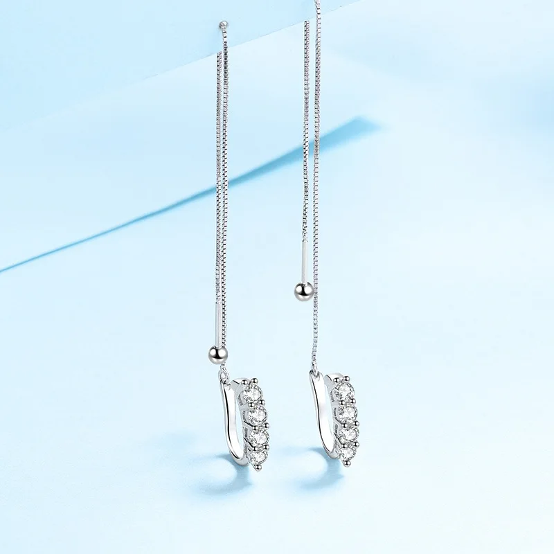 S925 Silver Tassel Ear Line 0.8 Carat Moissanite Earrings Women Fashion Fine Earrings Jewelry
S925 Silver Tassel Ear Line 0.8 Carat Moissanite Earrings Women Fashion Fine Earrings Jewelry