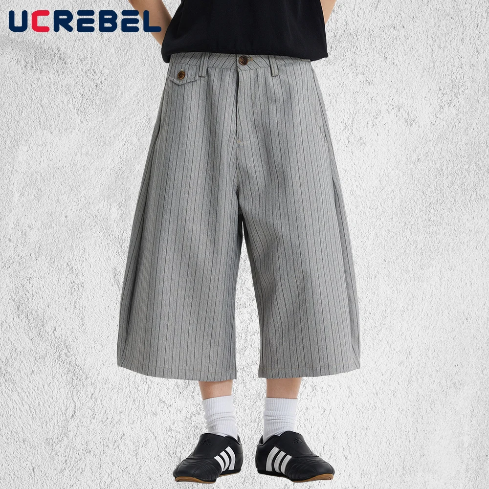 Vertical Stripes Capri Pants Mens Summer Retro Streetwear Baggy Wide Leg Tailored Shorts Man
Vertical Stripes Capri Pants Mens Summer Retro Streetwear Baggy Wide Leg Tailored Shorts Man