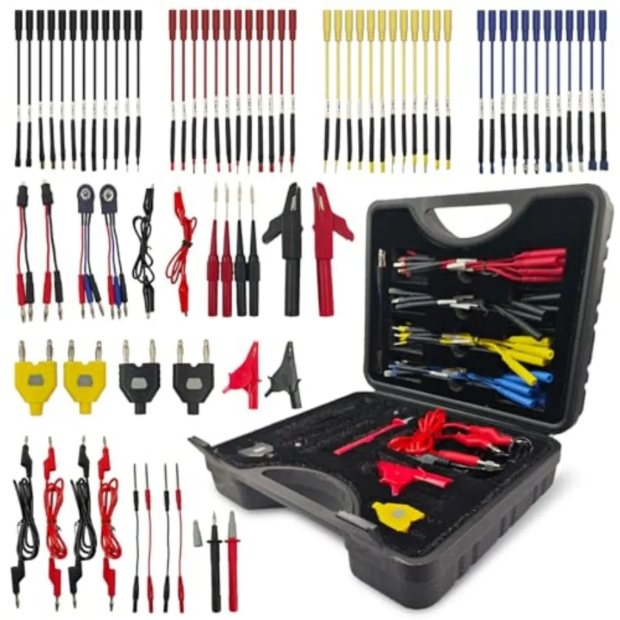 PCS Automotive Test Lead Kit Multimeter Test Leads Set with Back Probes Alligator Clips Banana Plug Adapters and Silicone Wires
PCS Automotive Test Lead Kit Multimeter Test Leads Set with Back Probes Alligator Clips Banana Plug Adapters and Silicone Wires