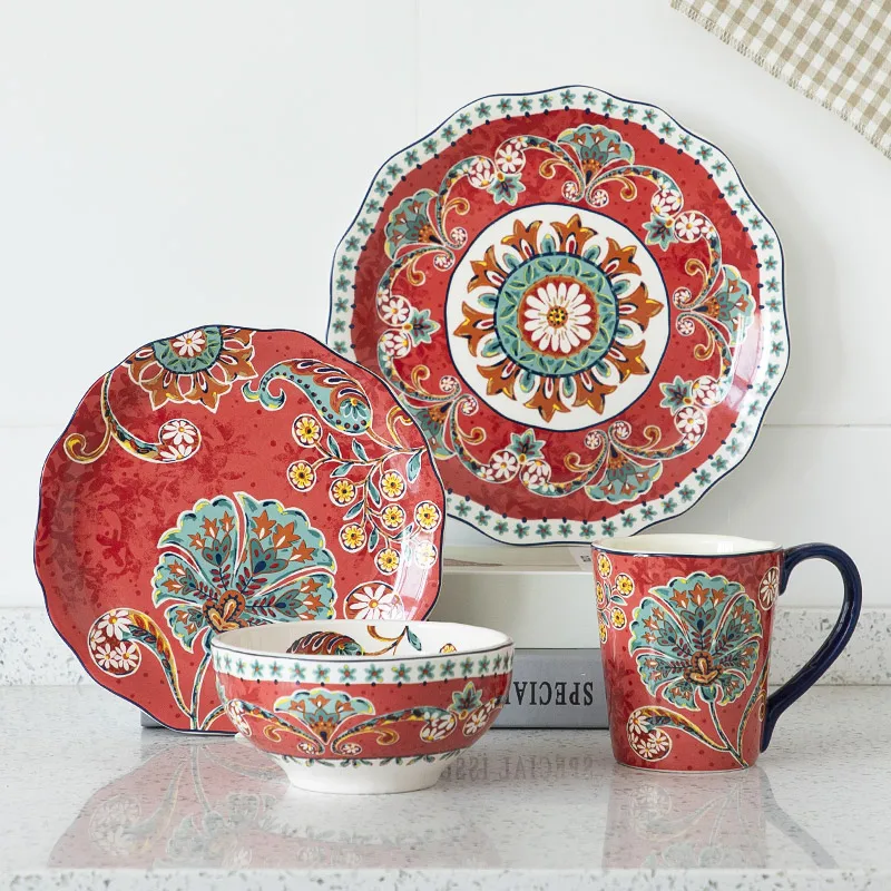 Household European Style Creative and Personalized Red Western Food Plates, Steak Plates, Dishes, Festive Tableware
Household European Style Creative and Personalized Red Western Food Plates, Steak Plates, Dishes, Festive Tableware