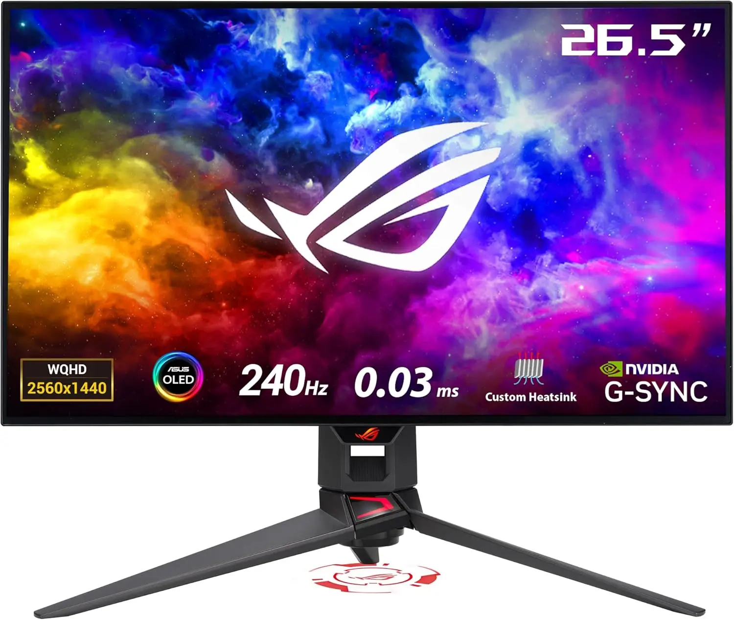ASUS ROG Swift 27 1440P OLED Gaming Monitor PG27AQDM QHD 240Hz 0 03ms G SYNC 99 DCI P3 Anti Glare Coating DisplayPort Black
ASUS ROG Swift 27 1440P OLED Gaming Monitor PG27AQDM QHD 240Hz 0 03ms G SYNC 99 DCI P3 Anti Glare Coating DisplayPort Black