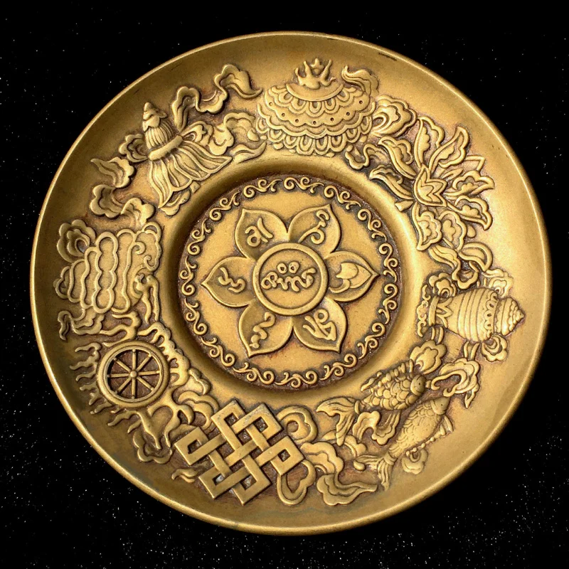 Antique Eight Treasures Copper Plate Brass Antique Eight Ji Chat Beads Household Plate Brass Dish Retro Saucer Ornaments
Antique Eight Treasures Copper Plate Brass Antique Eight Ji Chat Beads Household Plate Brass Dish Retro Saucer Ornaments