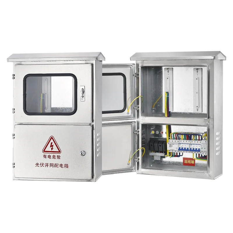 Photovoltaic grid-connected distribution box, stainless steel distribution box complete set of three-phase 380V bus box
Photovoltaic grid-connected distribution box, stainless steel distribution box complete set of three-phase 380V bus box