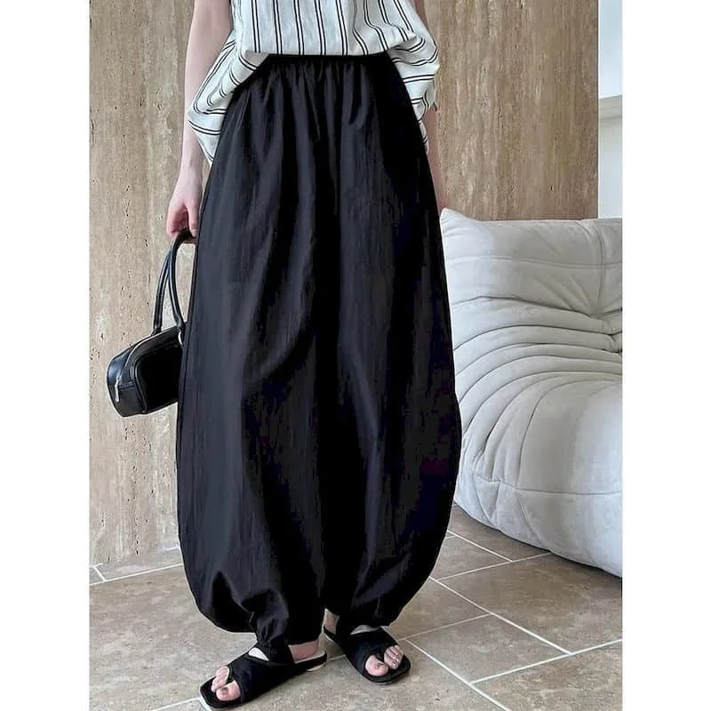 Pop Solid Wide Leg Pants For Women Casual Baggy Lantern Pants Vintage Summer Thin Korean Style Oversized Elastic Waist Trousers
Pop Solid Wide Leg Pants For Women Casual Baggy Lantern Pants Vintage Summer Thin Korean Style Oversized Elastic Waist Trousers