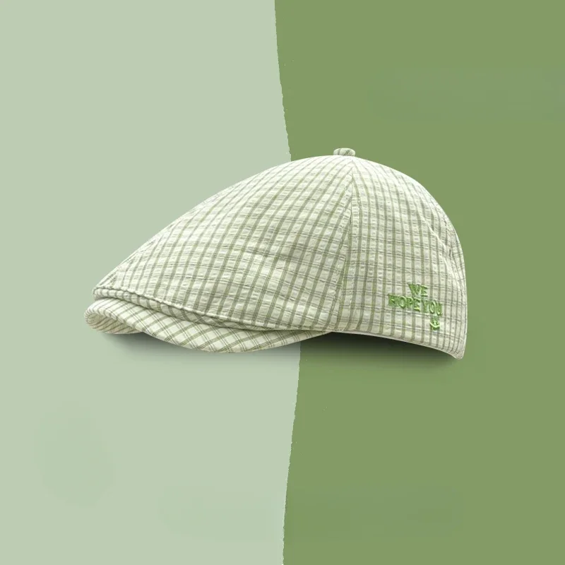 Japanese Plaid Embroidery Letters Retro Forward Hat Men's and Women's Spring and Summer Street Literature and Art Painter Cap
Japanese Plaid Embroidery Letters Retro Forward Hat Men's and Women's Spring and Summer Street Literature and Art Painter Cap