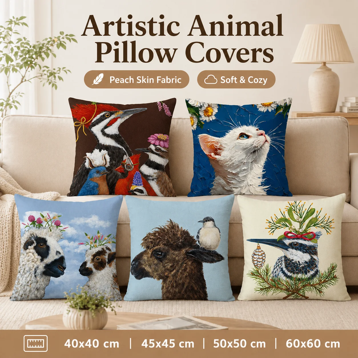 Artistic Animal Oil Painting Pillow Cover 2D Flat Printed Peach Skin Throw Cushion Case for Sofa Living Room Decor 45x45cm
Artistic Animal Oil Painting Pillow Cover 2D Flat Printed Peach Skin Throw Cushion Case for Sofa Living Room Decor 45x45cm