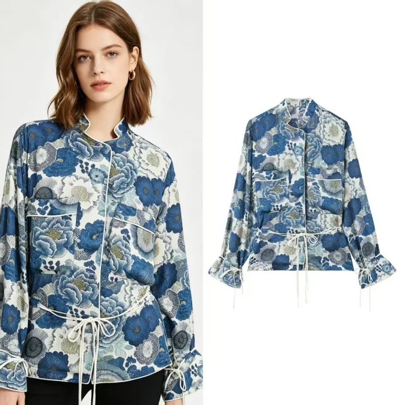 Women's Shirt 2026 Trendy Vintage Style Popular New Spring and Autumn Waist-Tie Round Neck Floral Women's Shirt
Women's Shirt 2026 Trendy Vintage Style Popular New Spring and Autumn Waist-Tie Round Neck Floral Women's Shirt