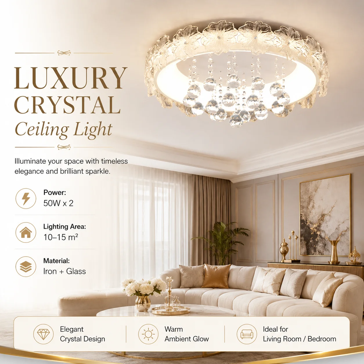 French-Style Luxury Crystal Ceiling Light for Bedrooms and Home Offices: Cream-Colored, Elegant Petal-Shaped Light Fixture
French-Style Luxury Crystal Ceiling Light for Bedrooms and Home Offices: Cream-Colored, Elegant Petal-Shaped Light Fixture