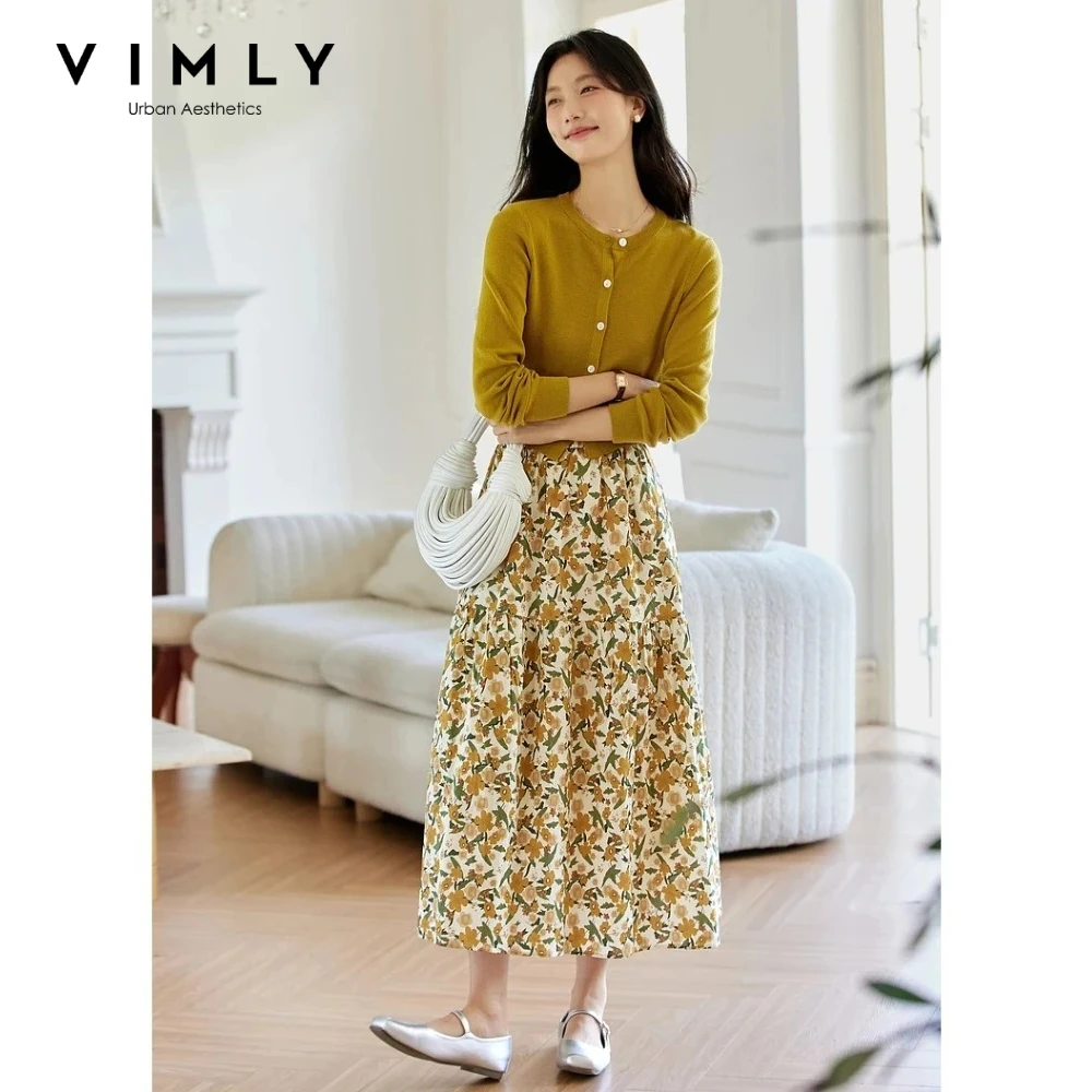 VIMLY Vacation Outfits Woman 2026 Skirt Suit Autumn 2026 Yellow Knit O-neck Tops Floral Print Long Skirts Women's Suit Set A2055
VIMLY Vacation Outfits Woman 2026 Skirt Suit Autumn 2026 Yellow Knit O-neck Tops Floral Print Long Skirts Women's Suit Set A2055