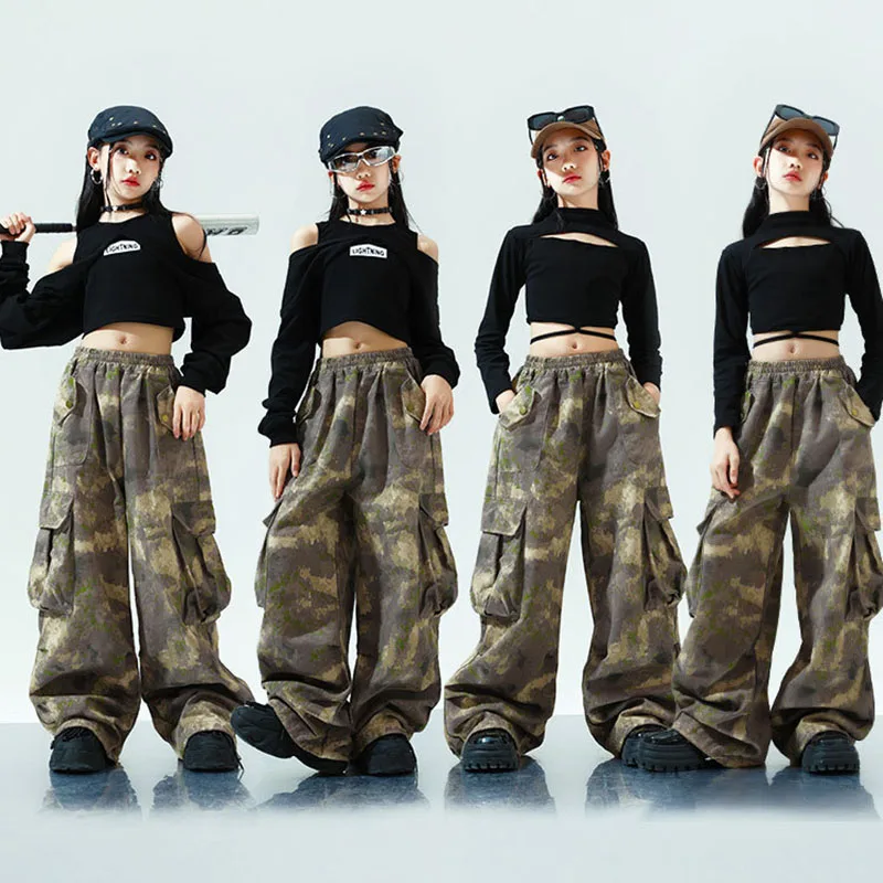 Kid Hip Hop Clothing Black Cold Shoulder Crop Top T Shirt Camouflage Casual Cargo Pants for Girl Boy Jazz Dance Costume Clothes
Kid Hip Hop Clothing Black Cold Shoulder Crop Top T Shirt Camouflage Casual Cargo Pants for Girl Boy Jazz Dance Costume Clothes