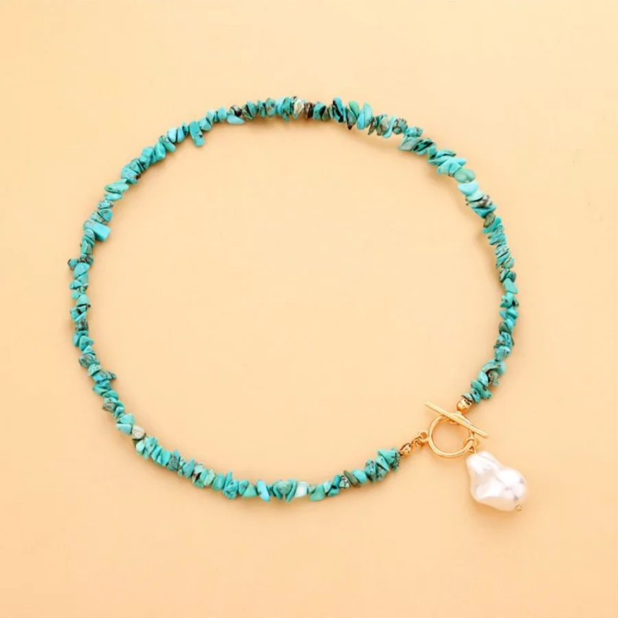 Upgrade Your Style with our Fashionable Baroque Pearl and Turquoise Short Necklace with Removable Pearl and OT Buckle
Upgrade Your Style with our Fashionable Baroque Pearl and Turquoise Short Necklace with Removable Pearl and OT Buckle