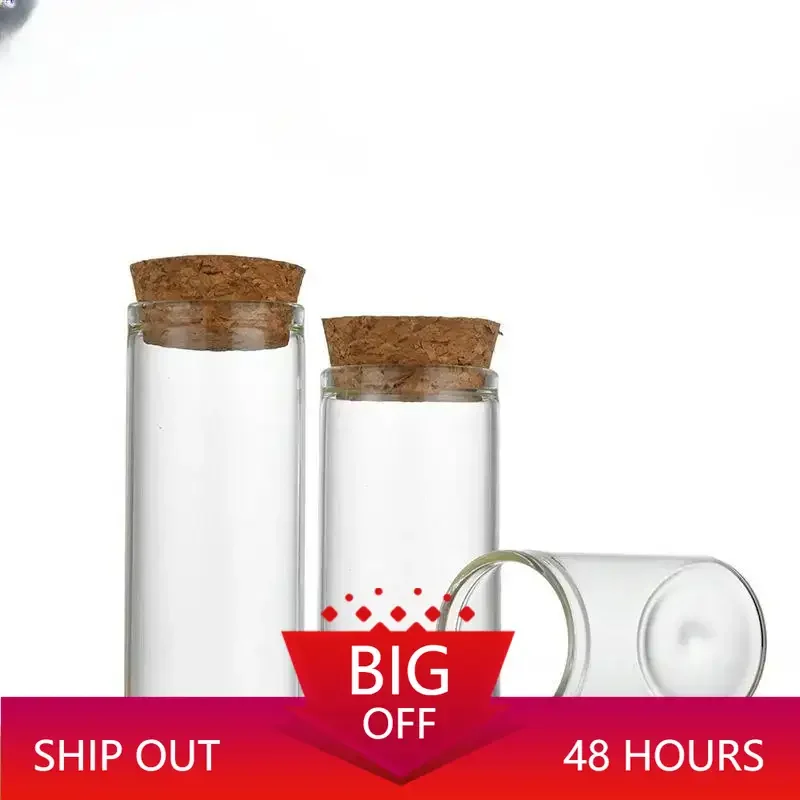 10pcs Glass Test Tube, Dia:30mm Clear Flat Test Tubes with Cork Stoppers for Scientific Experiments, Bath Salt and Candy Storage 
10pcs Glass Test Tube, Dia:30mm Clear Flat Test Tubes with Cork Stoppers for Scientific Experiments, Bath Salt and Candy Storage