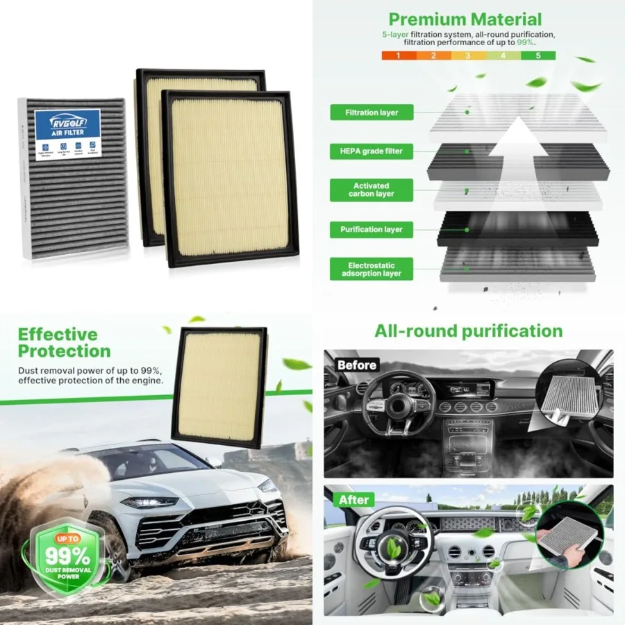 2Engine Air Filters+1Cabin Air Filter Fit for 2022-2025 2026 Toyota Tundra 3.5L, 2023-2025 2026 Sequoia 3.5L Engine Air Filter
2Engine Air Filters+1Cabin Air Filter Fit for 2022-2025 2026 Toyota Tundra 3.5L, 2023-2025 2026 Sequoia 3.5L Engine Air Filter