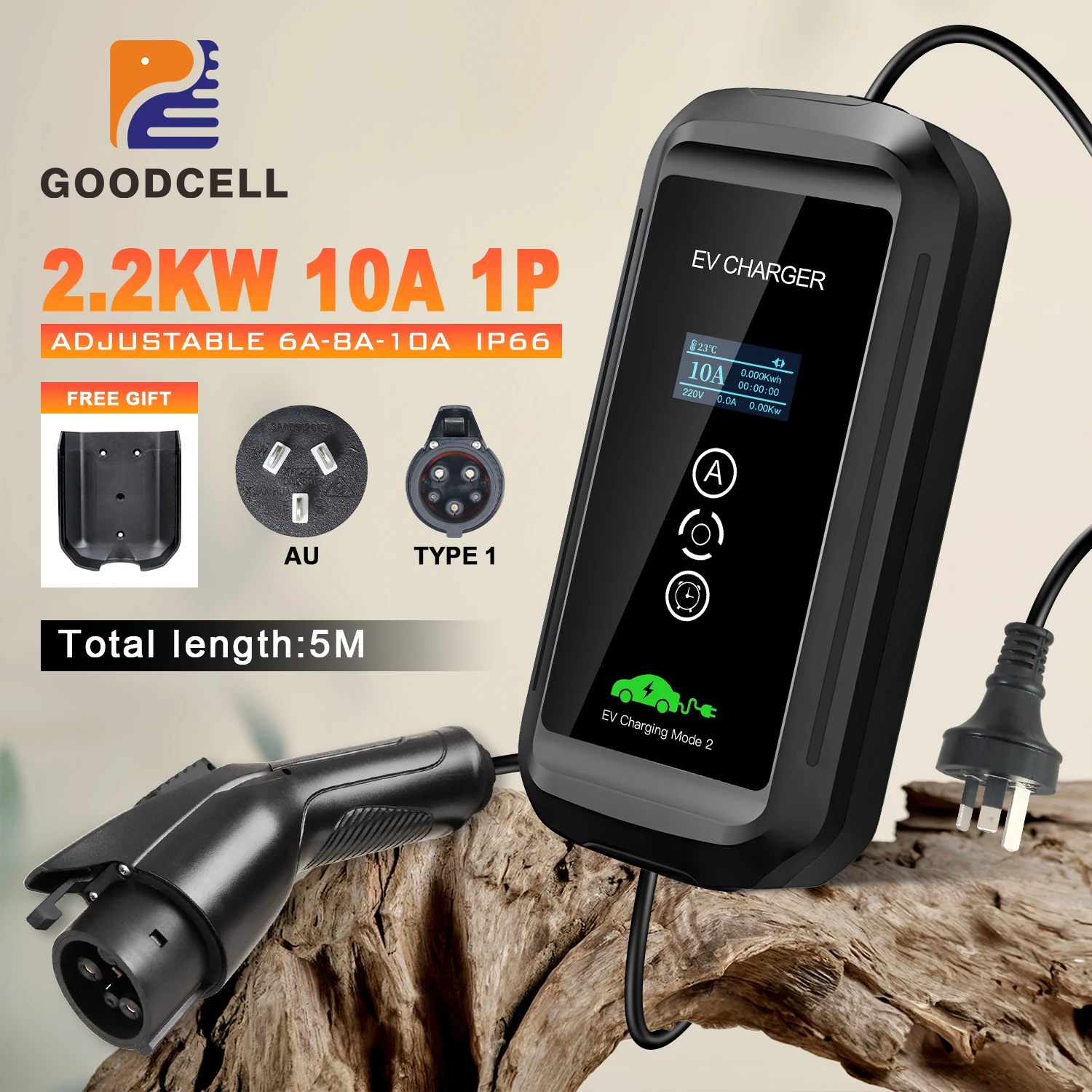 GOODCELL 2.3KW Type 1 EV Charger AU NZ Plug 6/8/10A Adjustable IP66 Portable EVSE Home Car Charger
GOODCELL 2.3KW Type 1 EV Charger AU NZ Plug 6/8/10A Adjustable IP66 Portable EVSE Home Car Charger