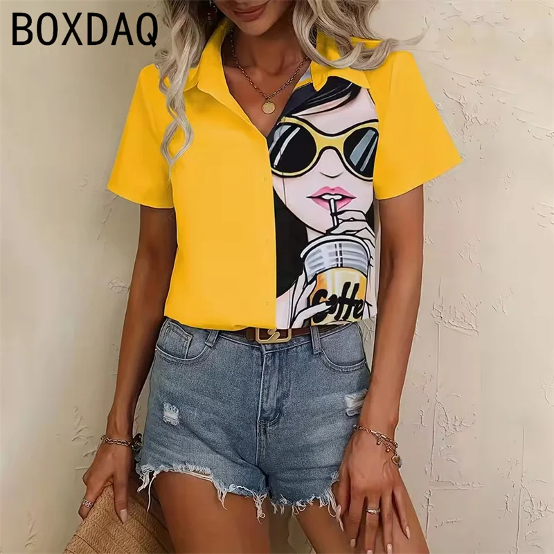 Fashion Fun Exaggerated Abstract Face Print Shirt Summer Fashion Hawaii Vacation Blouse Women Big Size Short Sleeve Lapel Shirt
Fashion Fun Exaggerated Abstract Face Print Shirt Summer Fashion Hawaii Vacation Blouse Women Big Size Short Sleeve Lapel Shirt