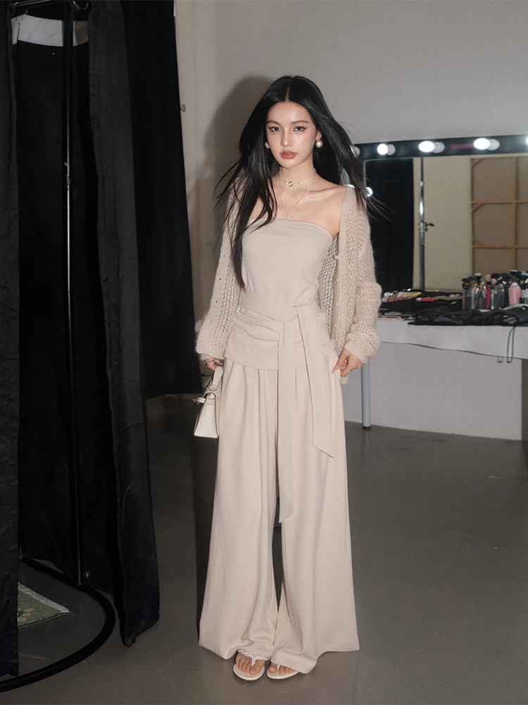 Olivia Duo Lazy Sle асимметричный топ на бретельках, широкие брюки, свитер, кардиган, комплект из футболки, дышащий повседневный модный комплект
Olivia Duo Lazy Sle асимметричный топ на бретельках, широкие брюки, свитер, кардиган, комплект из футболки, дышащий повседневный модный комплект