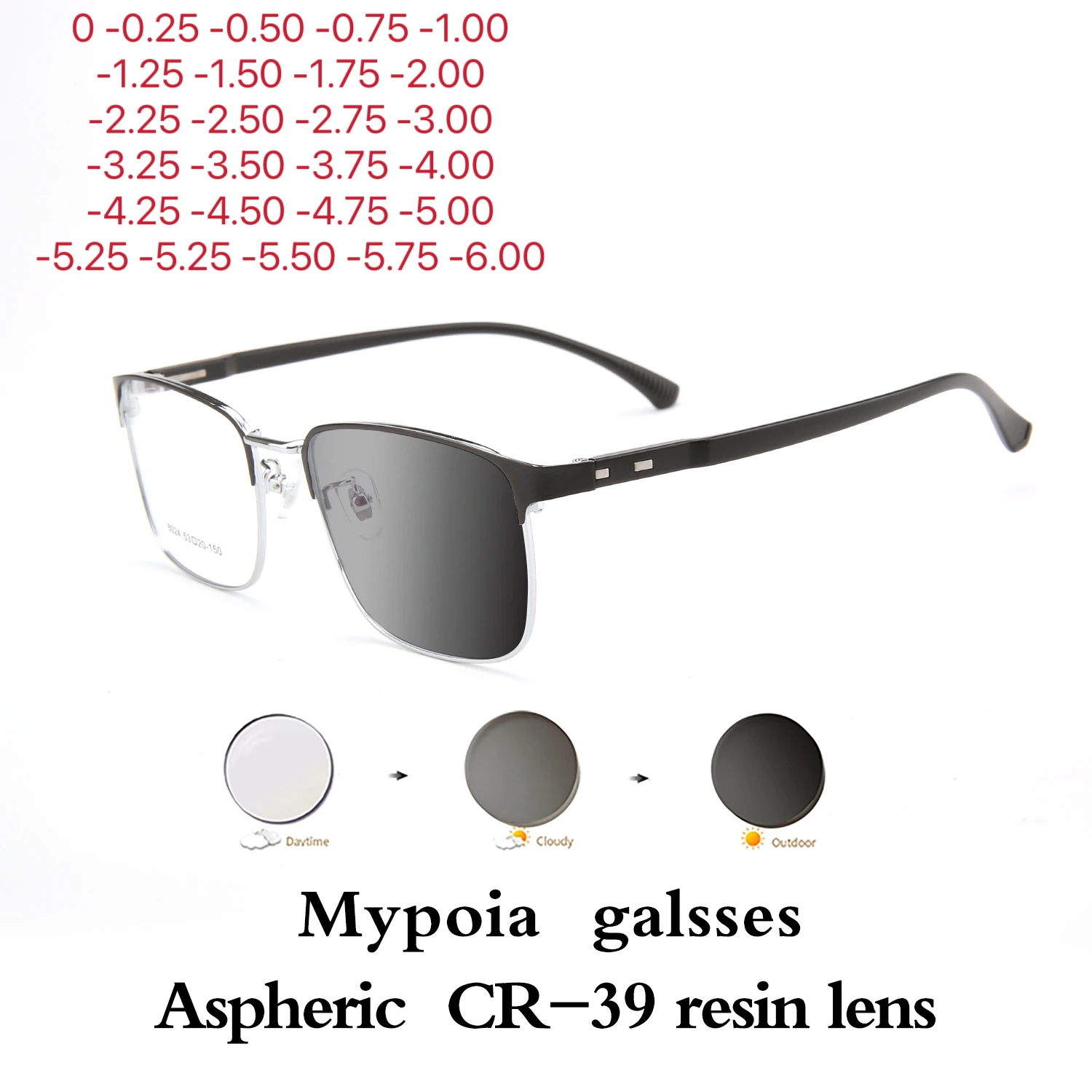 Photochromic Eye Glasses Men Women Myopia Eyeglasses Finished Glasses Students Short Sight Eyewear 0 -0.5 -1 -1.25 -1.5 -1.75 -6
Photochromic Eye Glasses Men Women Myopia Eyeglasses Finished Glasses Students Short Sight Eyewear 0 -0.5 -1 -1.25 -1.5 -1.75 -6