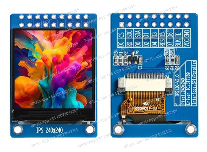 1.3 inch 18PIN/24PIN LCD Color Screen with Adapter Board ST7789 Dirve IC 8Bit Parallel Interface 240*240
1.3 inch 18PIN/24PIN LCD Color Screen with Adapter Board ST7789 Dirve IC 8Bit Parallel Interface 240*240