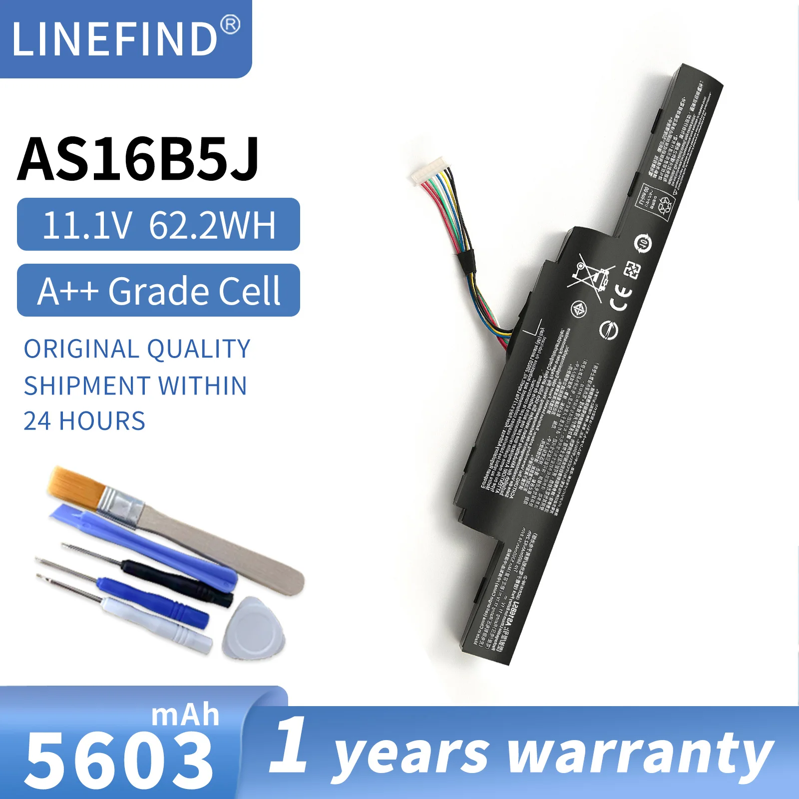 AS16B5J AS16B8J 5600mAh Laptop Battery For Acer Aspire E5-575G-53VG 3ICR19/66-2 Free 2 Years Warranty
AS16B5J AS16B8J 5600mAh Laptop Battery For Acer Aspire E5-575G-53VG 3ICR19/66-2 Free 2 Years Warranty