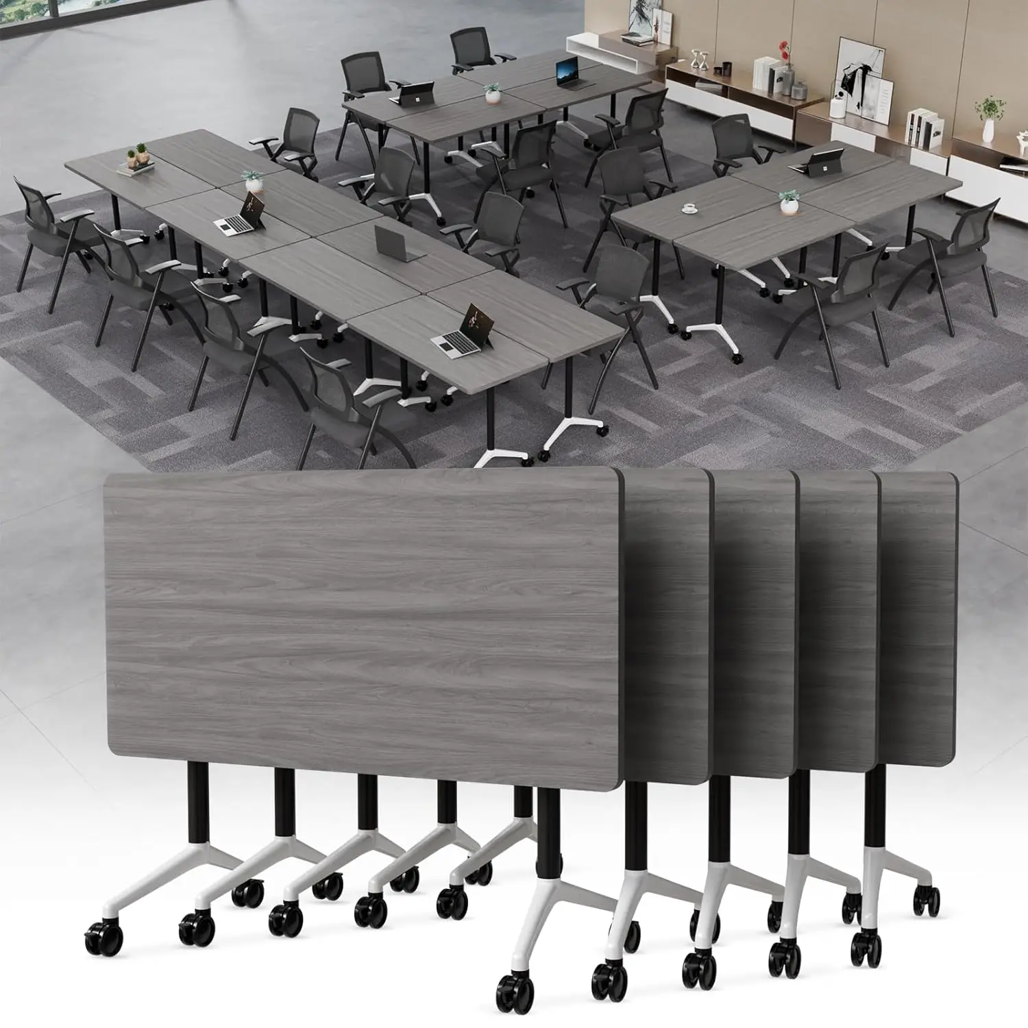 Folding Mobile Conference Table Flip Top Nesting Training Meeting Room Desk 6-12 Person Set 2/4/6/8, Custom
Folding Mobile Conference Table Flip Top Nesting Training Meeting Room Desk 6-12 Person Set 2/4/6/8, Custom