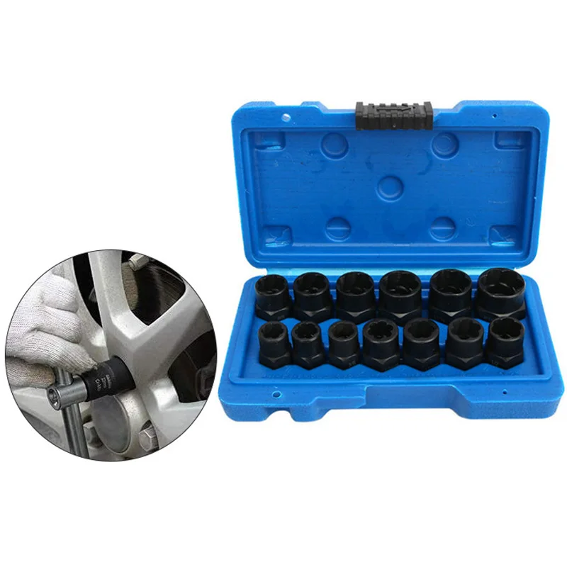 13 Piece Nut Extractor Socket Impact Bolt Nut Screw Remover Tool Set Socket Wrench tool Nut screw Blue box nut screw extractor
13 Piece Nut Extractor Socket Impact Bolt Nut Screw Remover Tool Set Socket Wrench tool Nut screw Blue box nut screw extractor