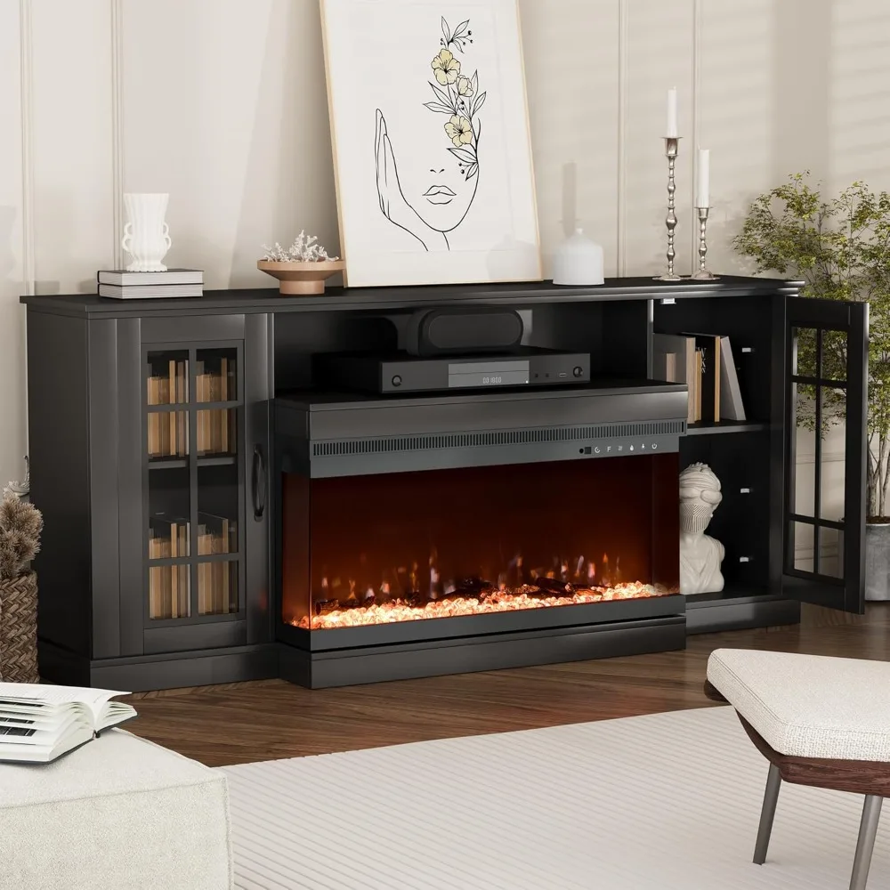3-Sided Farmhouse Fireplace TV Stand for TVs up to 80'', Media Entertainment Center with Transparent Door Storage Cabinet, 70''
3-Sided Farmhouse Fireplace TV Stand for TVs up to 80'', Media Entertainment Center with Transparent Door Storage Cabinet, 70''