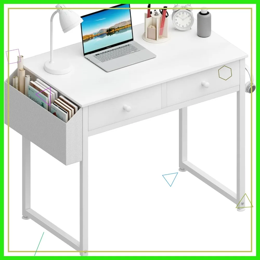32 Inch Kids Desk with Drawers for Bedroom, Small White Study Writing Table with Fabric Storage
32 Inch Kids Desk with Drawers for Bedroom, Small White Study Writing Table with Fabric Storage