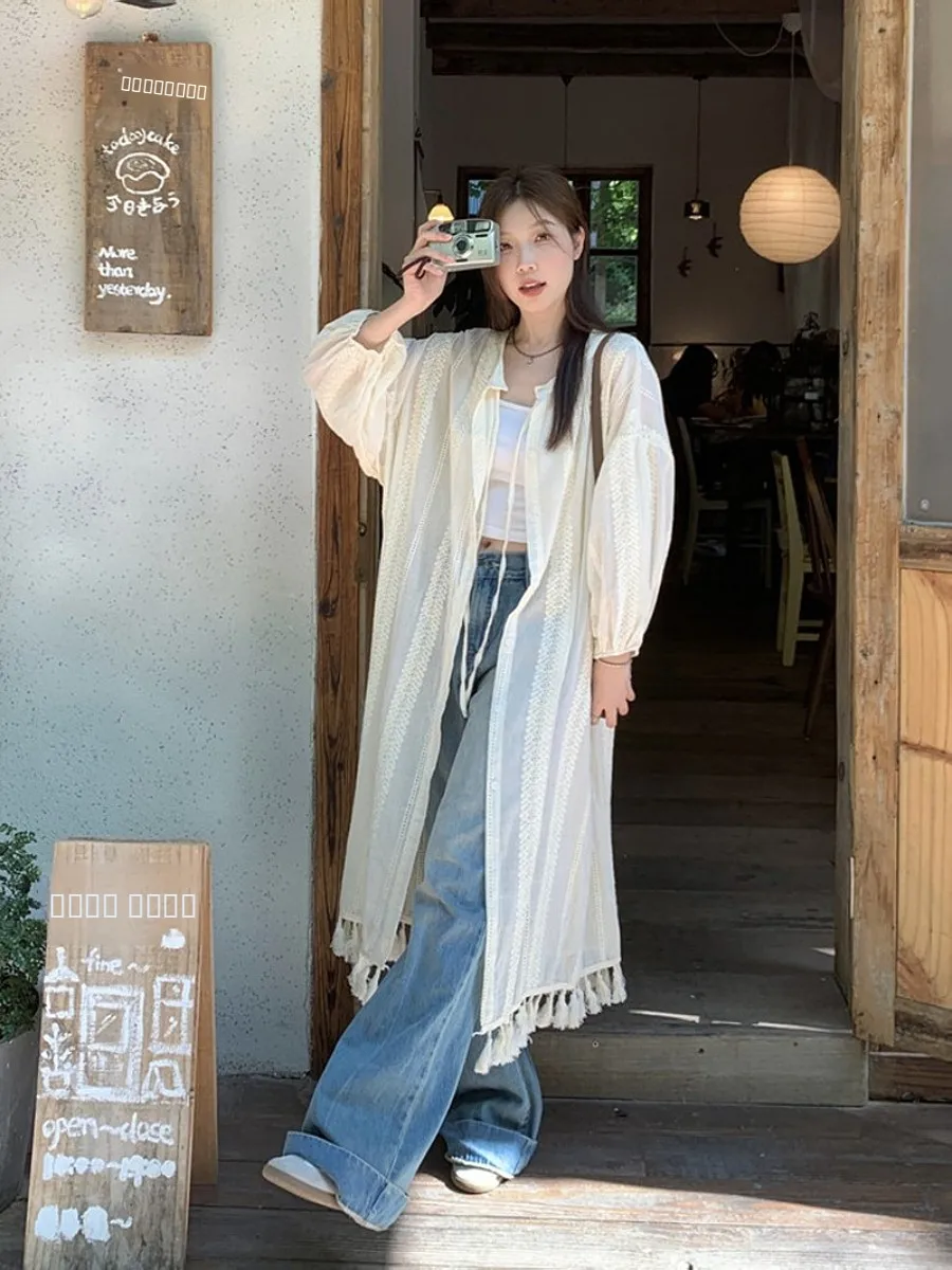 Женское свободное комфортное однотонное летнее платье-кардиган больших размеров в корейском стиле с высокой талией и длинными рукавами
Женское свободное комфортное однотонное летнее платье-кардиган больших размеров в корейском стиле с высокой талией и длинными рукавами