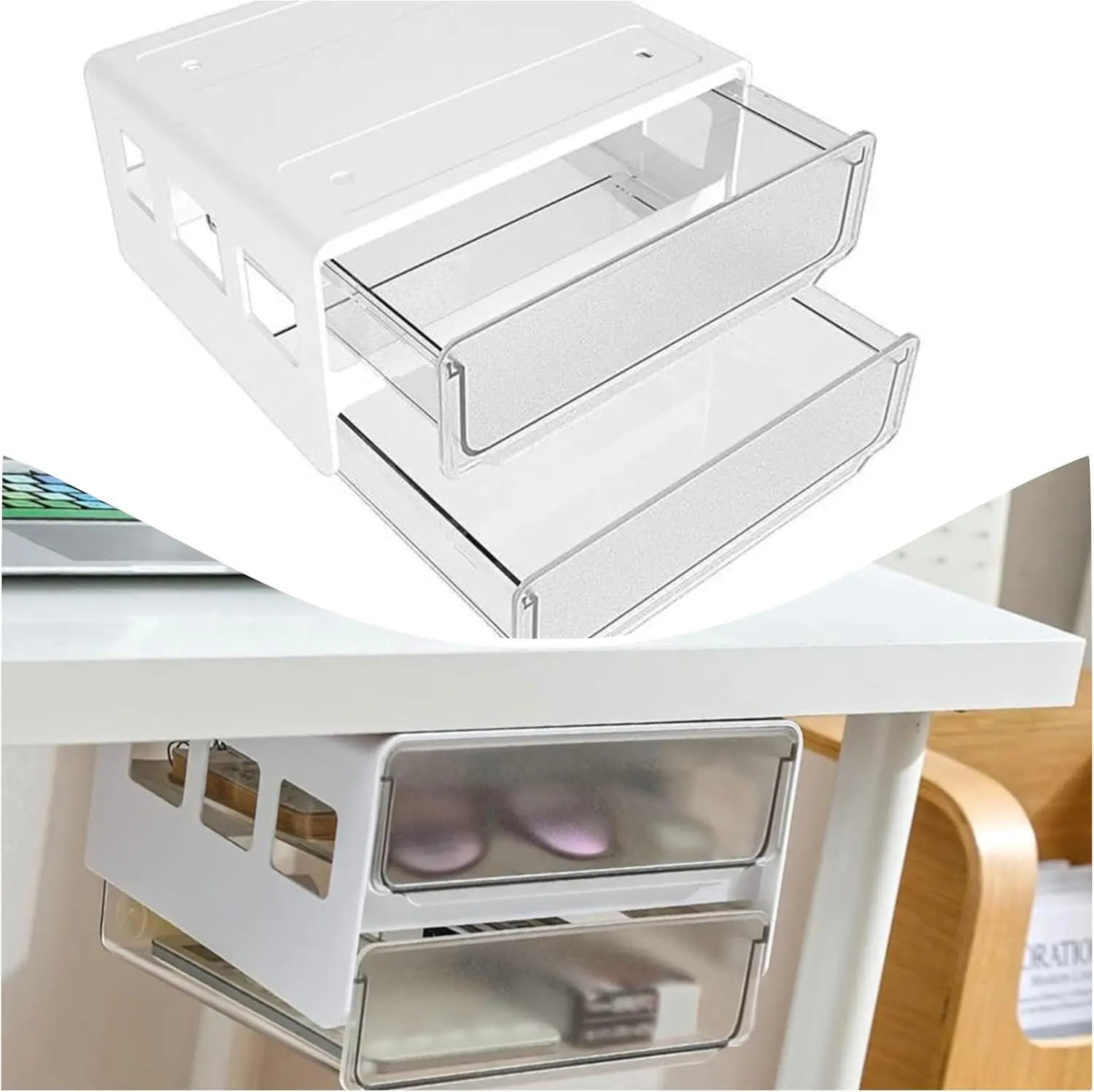 NewAgeMod Two Layer Under Desk Drawer Organizer , Self Adhesive Drawer, /Office Organization, Desk Accessories
NewAgeMod Two Layer Under Desk Drawer Organizer , Self Adhesive Drawer, /Office Organization, Desk Accessories