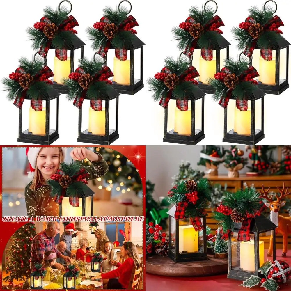 Battery-Powered Vintage LED Christmas Lanterns, 4-Pack, Black, for Indoor & Outdoor Holiday Decor and Table Centerpieces
Battery-Powered Vintage LED Christmas Lanterns, 4-Pack, Black, for Indoor & Outdoor Holiday Decor and Table Centerpieces