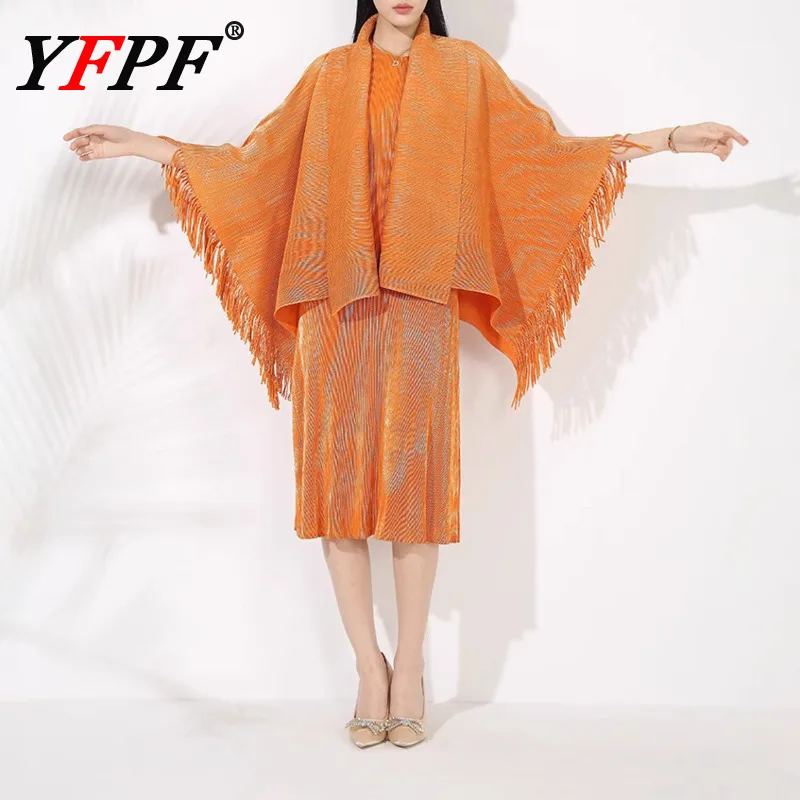 YFPF 2025 Fashion Pleated 2 Piece Set For Women Tassel Loose Shawl + Sleeveless A Line Long Dresses Elegant Clothing 3A258
YFPF 2025 Fashion Pleated 2 Piece Set For Women Tassel Loose Shawl + Sleeveless A Line Long Dresses Elegant Clothing 3A258