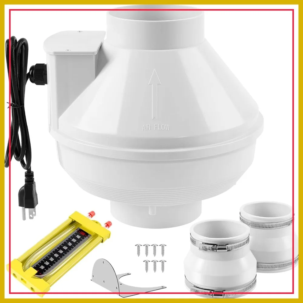 Radon Fan Kit, 260 CFM, Quiet, with Rubber Couplers (4 to 3 Inch, Fits 3" PVC), IP67 Waterproof, Air Pressure Indicator
Radon Fan Kit, 260 CFM, Quiet, with Rubber Couplers (4 to 3 Inch, Fits 3" PVC), IP67 Waterproof, Air Pressure Indicator