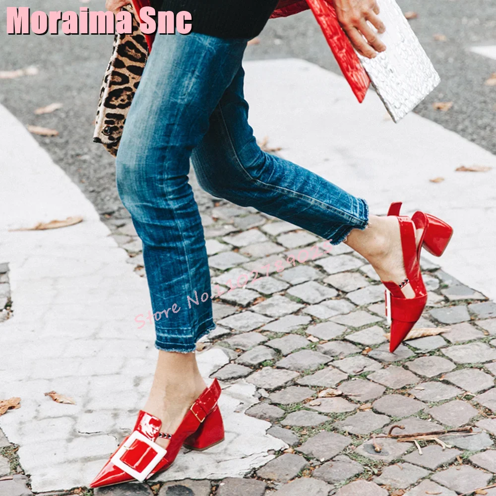 Red Pointed Toe Chunky High Heels Fashion Sexy Women's Shoes Sandals Belt Buckle Patent Leather Solid Back Strap 2024 New Summer
Red Pointed Toe Chunky High Heels Fashion Sexy Women's Shoes Sandals Belt Buckle Patent Leather Solid Back Strap 2024 New Summer