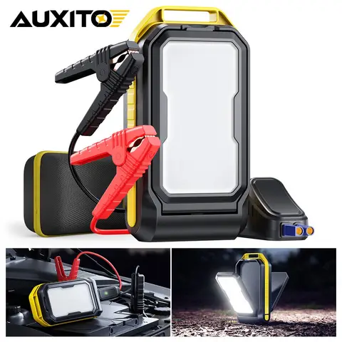 AUXITO 1Set 12000mAh Jump Starter With 4000LM LED Outdoor Camping Light Start-up Power Supply Portable Charger 6000A 12V