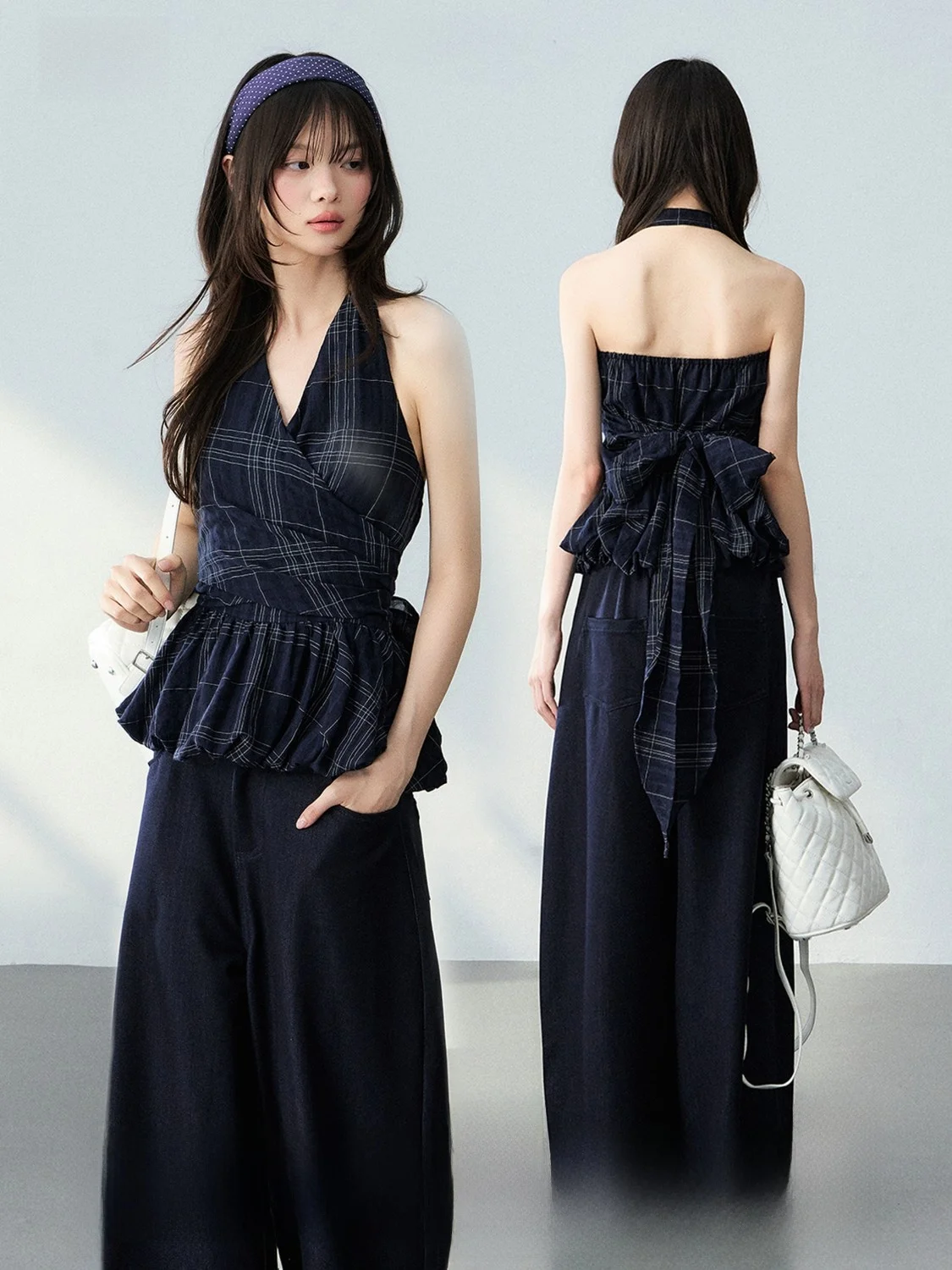 FPMZ Neck Hanging Plaid Waist Cinching Flower Bud Skirt Belt Knot Sleeveless Back Exposure Halter Top Women's Clothing
FPMZ Neck Hanging Plaid Waist Cinching Flower Bud Skirt Belt Knot Sleeveless Back Exposure Halter Top Women's Clothing
