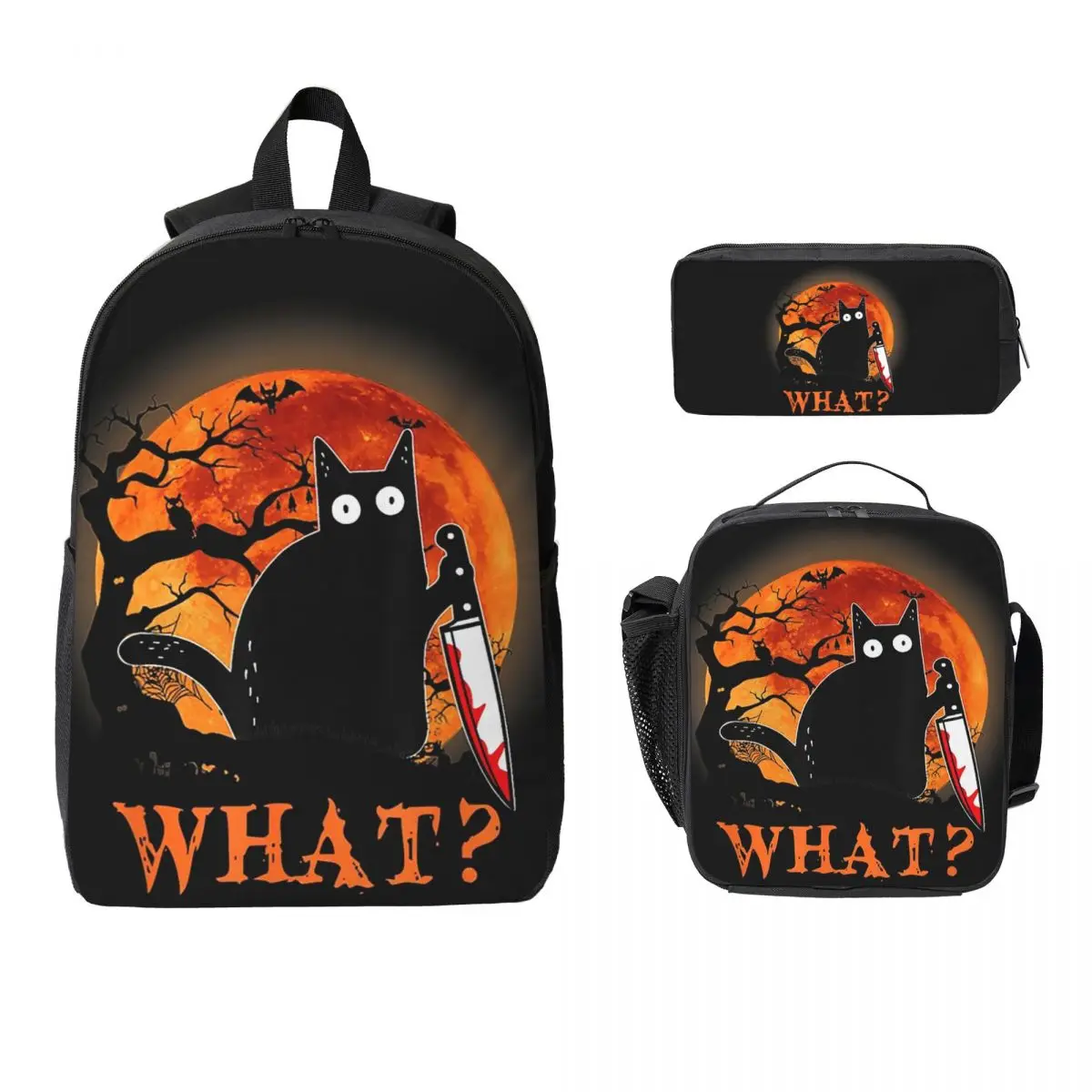 What Murderous Black Cat With Knife Halloween Backpack BookBag School Bag Shoulder Bags 3ps Insulated Lunch Bag Pencil Case
What Murderous Black Cat With Knife Halloween Backpack BookBag School Bag Shoulder Bags 3ps Insulated Lunch Bag Pencil Case