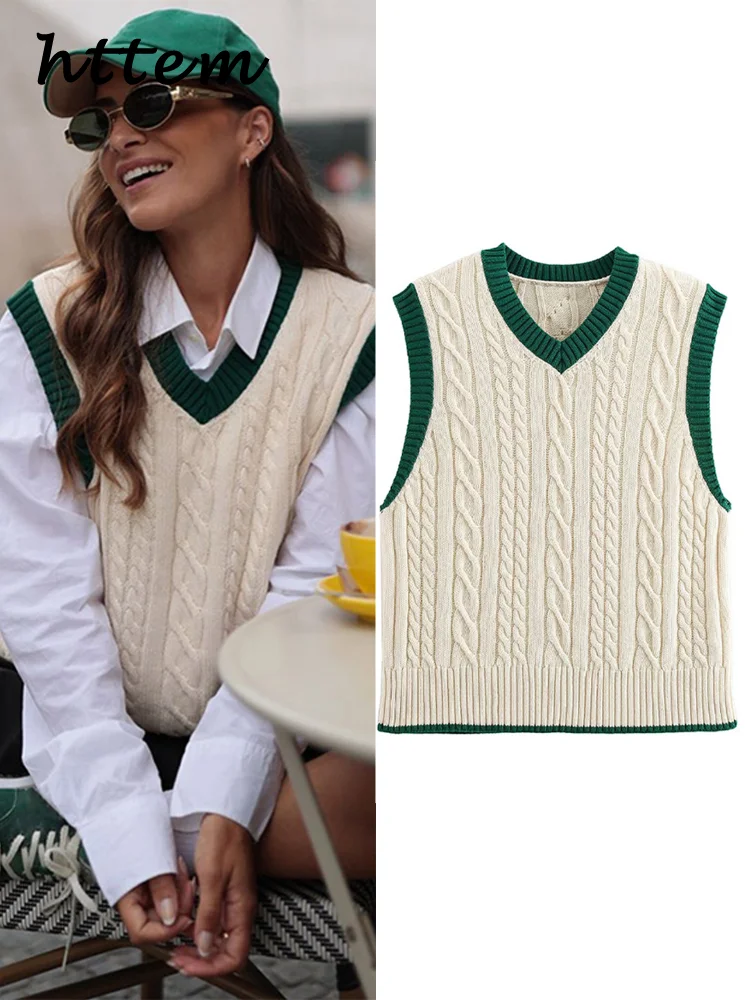 Fashion Women's Knit Waistcoat College Style V Neck Sleeveless Contrast Female Vests 2024 Autumn Winter Lady Causal Cozy Vest
Fashion Women's Knit Waistcoat College Style V Neck Sleeveless Contrast Female Vests 2024 Autumn Winter Lady Causal Cozy Vest