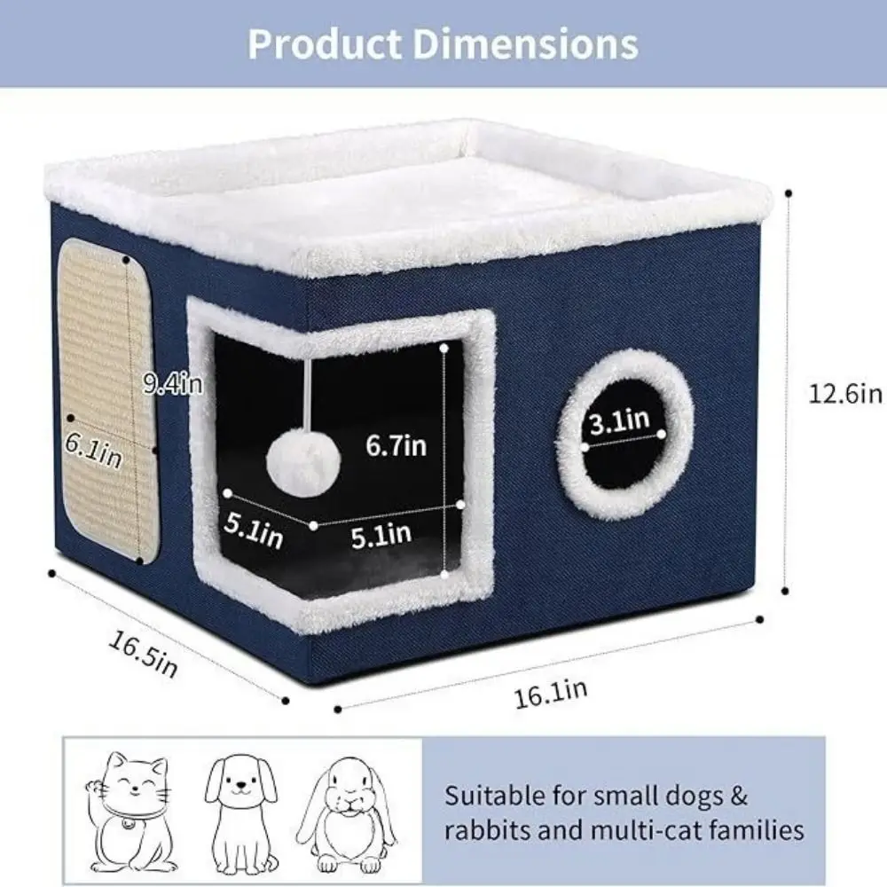 Large Space Foldable Cat House Non-slip Bottom Scratching Post Indoor Cat Cube Bed Removable Cushion Hanging Ball
Large Space Foldable Cat House Non-slip Bottom Scratching Post Indoor Cat Cube Bed Removable Cushion Hanging Ball