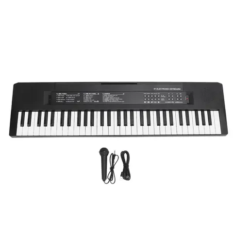 Electric Piano 5 Rhythms Electronic Keyboard Recording Battery Powered 6 Demo Songs 61 Key Plastic 8 Instrument Tones for Home