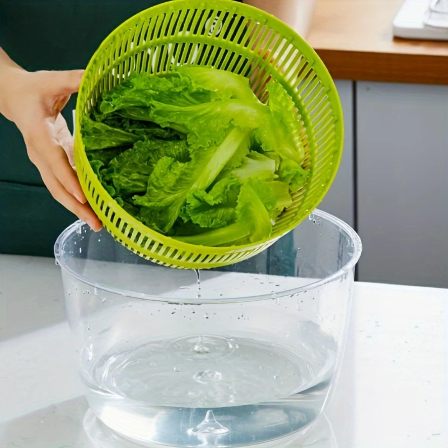 1Pc Salad Spinner - Manual Vegetable & Fruit Washer And Dryer, Gadget For Efficient Draining, No Electricity Needed
1Pc Salad Spinner - Manual Vegetable & Fruit Washer And Dryer, Gadget For Efficient Draining, No Electricity Needed