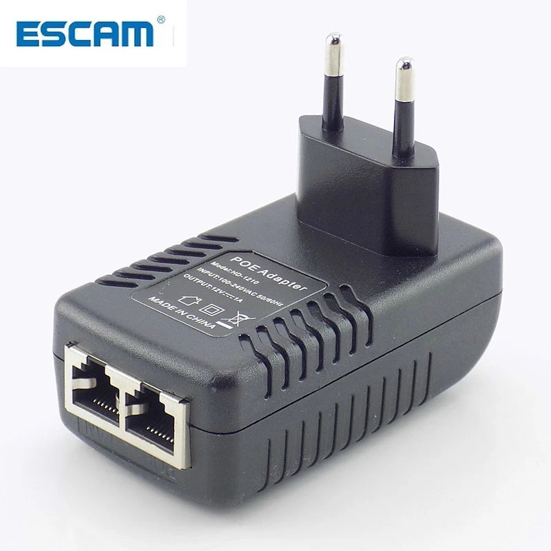 ESCAM 12V 1A POE Injector Wall Plug POE Switch Power Supply Adapter Wireless Ethernet Adapter For IP Camera CCTV US/EU Plug G16
ESCAM 12V 1A POE Injector Wall Plug POE Switch Power Supply Adapter Wireless Ethernet Adapter For IP Camera CCTV US/EU Plug G16